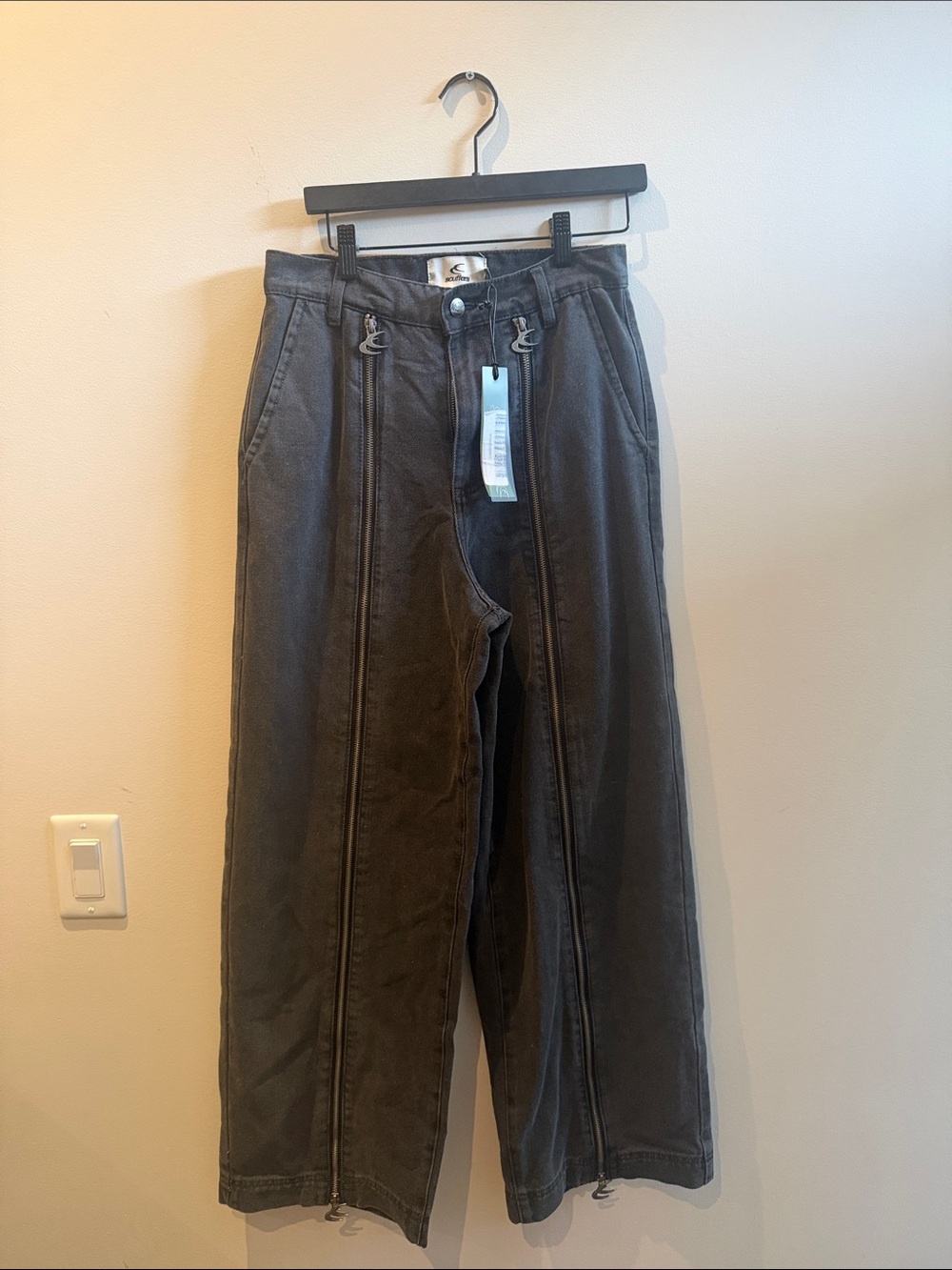 Men's Wide-Leg Washed Gray Pants